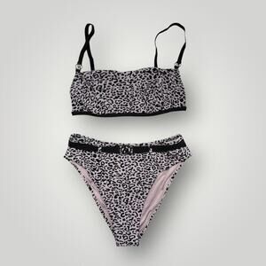 VICTORIAS SECRET SWIM SUIT SET BIKINI TOP LARGE + HIGH WAIST CHEEKY BOTTOM LARGE